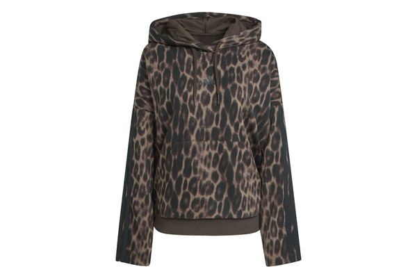 Felpa con cappuccio in French Terry a stampa leopardata con 3-strisce Essential Adidas donna ADIDAS | Felpe | KH0293-