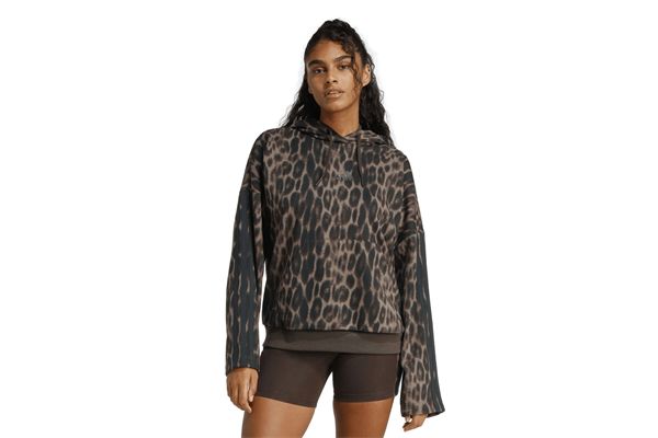 Felpa con cappuccio in French Terry a stampa leopardata con 3-strisce Essential Adidas donna ADIDAS | Felpe | KH0293-